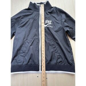 Nike Sportswear Jacket Womens M‎ Black Swoosh Logo Pockets Mock Neck Full Zip